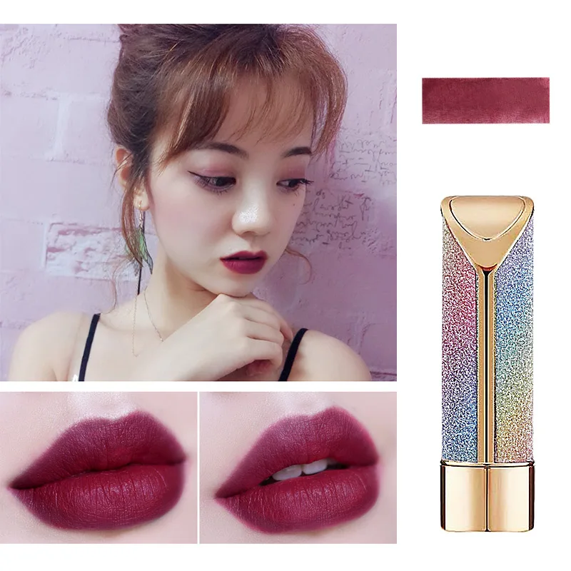 

Ladies Sexy Red Color Beauty Pigment Makeup Lipsticks Women Nude Matte Lipstick Waterproof Long Lasting Natural Lip Cosmetic