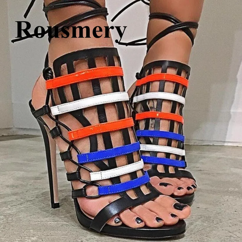 

Fashion Newest Mixed Colors Thin High Heel Cross-tied Open Toe Sexy Party Shoes Summer Hottest Women Sandals Normal Size