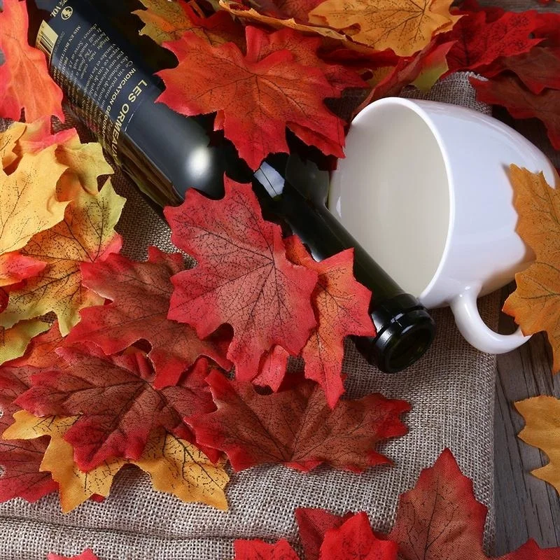 

100 Pcs Assorted Mixed Fall Colored Artificial Maple Leaves for Weddings Events and Decorating