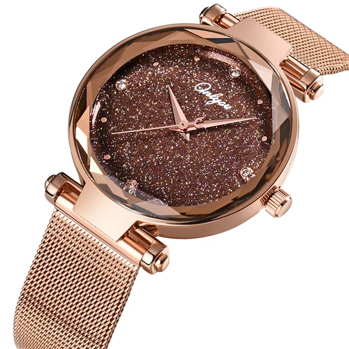 ONLYOU Elegant Women Watches Top Brand Luxury Ladies Wristwatch Rosegold Mesh Steel Jewelry Watch Female Clock Christmas Gifts Karachi