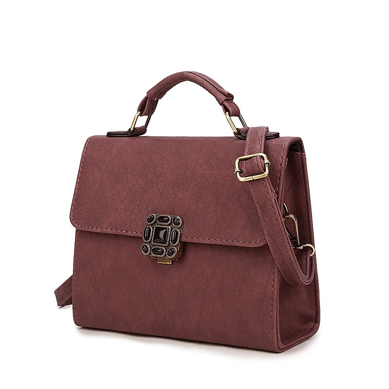 Small Flap Bag Push Lock Ladies font b Handbag b font Litchi Stria PU Leather Retro