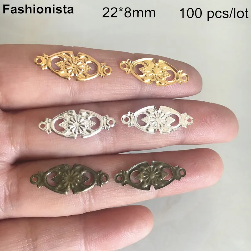 

100 pcs Metal Filigree Connectors 22*8mm Oval Flower Pattern Jewelry Connectors,Gold-color,Silver-color,Bronze,DIY Supplies -DGG