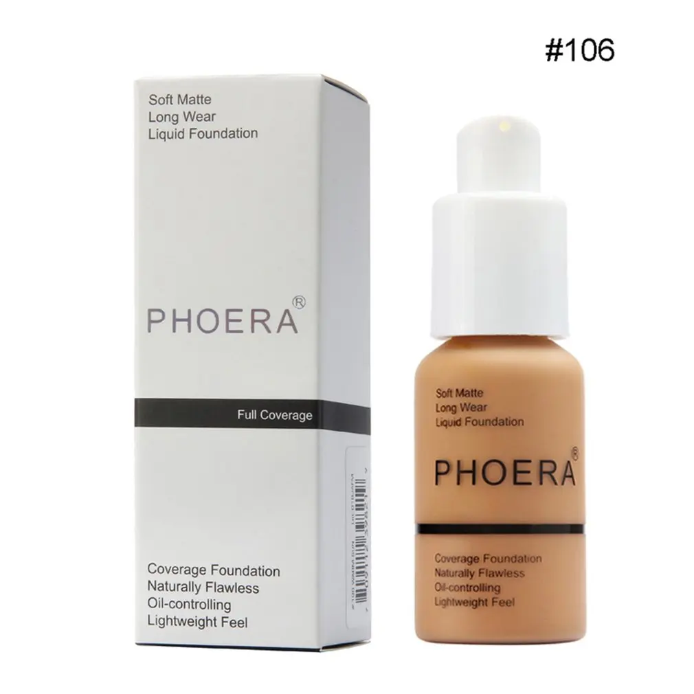 PHOERA Perfect beauty Жидкая основа для лица Мягкая матовая длинная одежда покрытие маслом основа - Цвет: 106