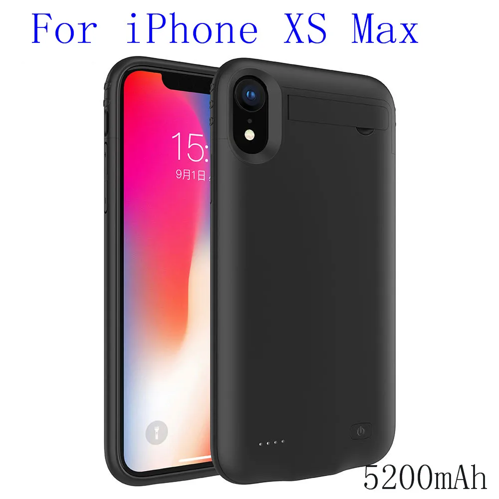 Тонкий батарея зарядное устройство чехол для iPhone XS Max внешний запасные аккумуляторы для телефонов зарядки чехол для iPhone XR X задняя крышка - Цвет: iXSMax-Black