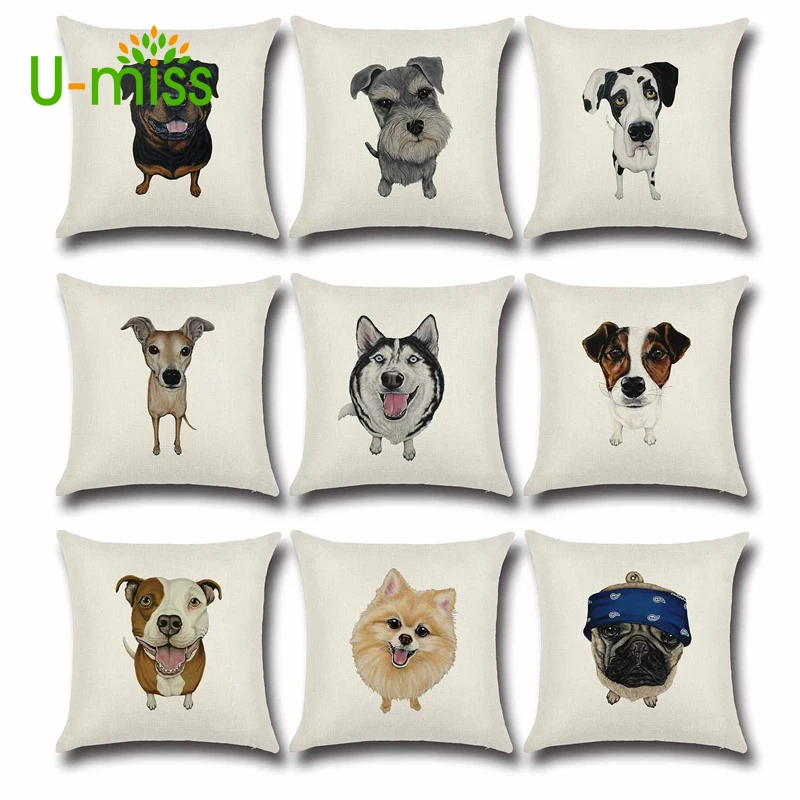 U Miss Cute Animals Pet Dog Pattern Cushion Cover Home Decorative