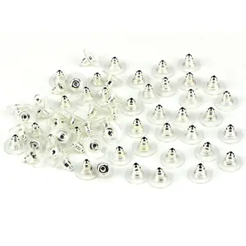 

Fashion 60pcs/lot Rubber Earrings Silicone Barrel Bullet Plastic Earnuts Rubber Plugging Stopper DIY Back Earstud Findings