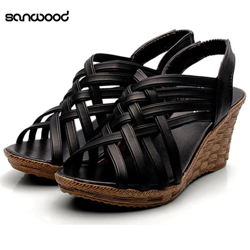 

New Trendy Women Fashion Pumps Platform High Heels Wedges Casual Cross Strap Hollow Sandals