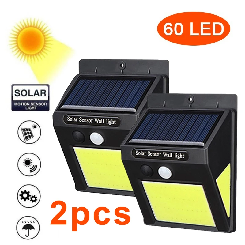 

Street Lamp COB 60LED Light Controlled Durable Walkway Lights Solar Outdoor Eco-Friendly Drop Shipping