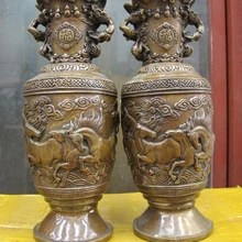 Песня voge gem S0944 Китайская Народная Бронза Медь Восемь Боевой Конь Дарт Лошадь Водолей Бутылку Горшок Ваза