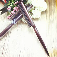 Волос Кисточки салон диск волосы гребень три ряда Расчёски и гребни для волос натуральный пушистый Расчёски и гребни для волос Парикмахерские Парикмахерская укладки инструмент деревянной ручкой