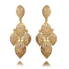 Серьги-капельки Хрустальный цветок в виде листьев дерева, серьги для девочки с кубическим цирконием класса ААА, свадебные украшения, новогодние подарки