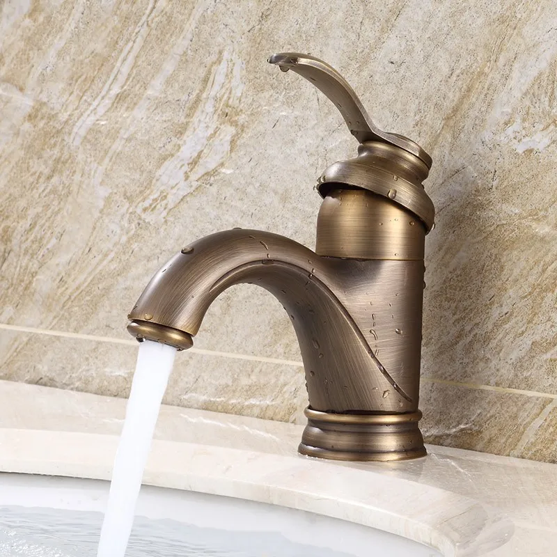 

European Style Single Handle Bathroom Antique Brass Mixer Faucet Basin faucet tap for Vanity Sink