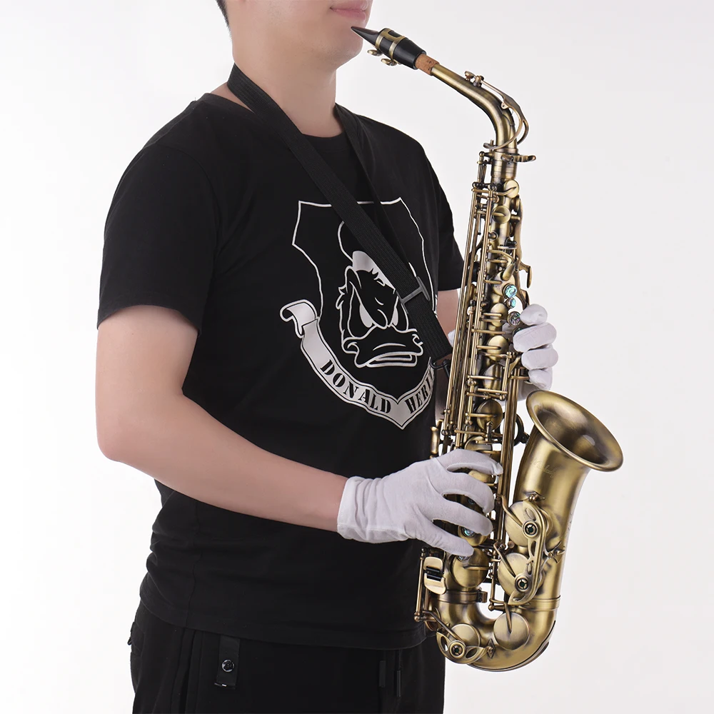 

Advanced Retro Saxophone Eb E-flat Alto Key Carve Pattern Woodwind Instrument with Case Gloves Cleaning Cloth Brush Straps Reeds