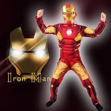 Genuine Kids Avengers Iron Man Mark 42 / Patriot Muscle Child Halloween Costume Boys Marvel Movie Superhero Cosplay Clothing new arrival child boys the avengers superhero muscle thor costume