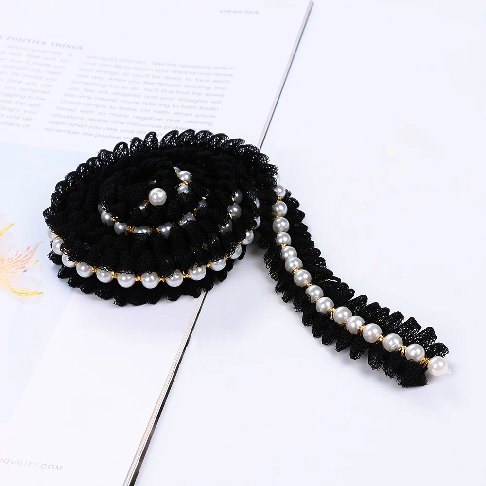 

1 Yard DIY Handmade Costume Dress Sewing Supplies Crafts Vintage Colorful Pearl Beaded Embroidered Lace Trim Ribbon Fabric