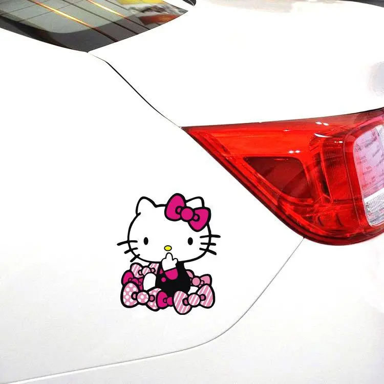 Aliauto Lovely Hello Kitty And The Bow-knot Sticker On Car Window Decal For Ford Focus Fiesta Chevrolet Cruze Kia Opel Mazda