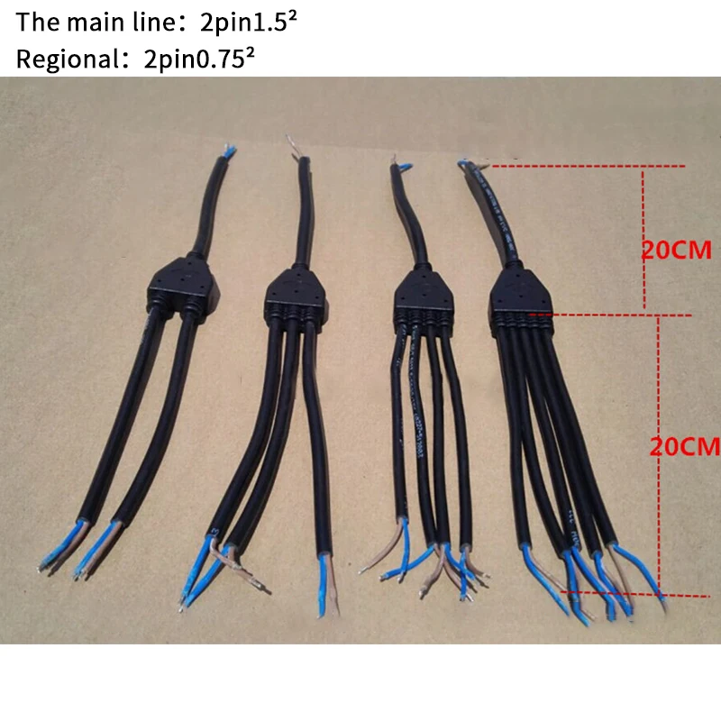 2 pin 1 до 2 3 4 5 кабели водонепроницаемый разъем IP67 Y Разъемы Мужской и женский Электрический провод сплиттер открытый светодиодные ленты светильник