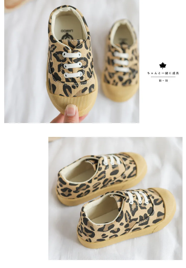 Honey Angle/весенне-Осенняя детская парусиновая обувь для девочек и мальчиков; нескользящие леопардовые детские кроссовки; детская обувь для малышей
