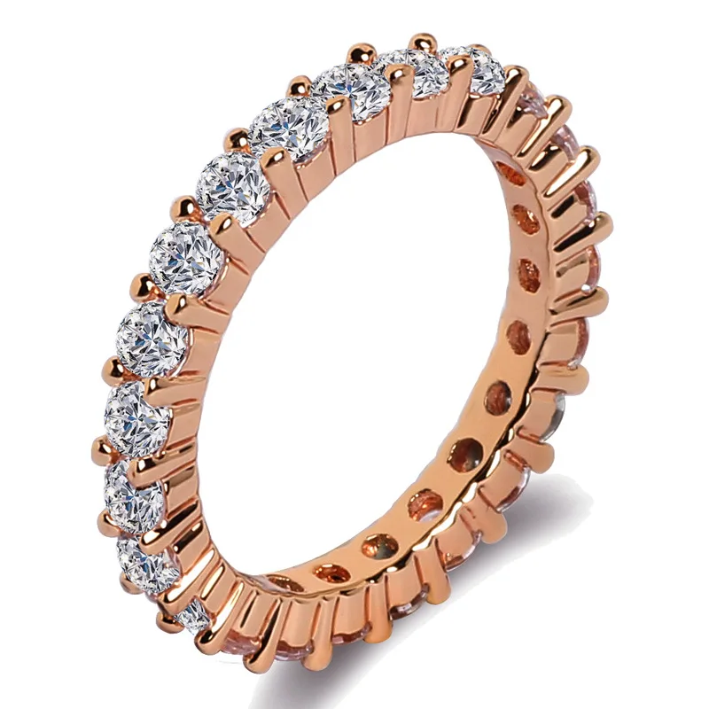 new arrival hot full Zircon for rose gold ring luxury wedding Silver Round Shape Radiant Elegance Jewelry | Украшения и