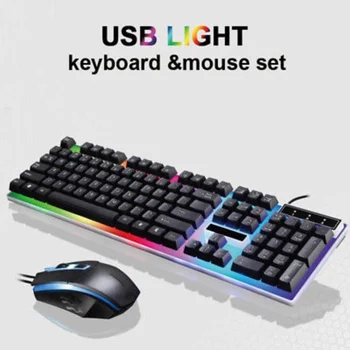 

Colorful LED Gaming Keyboard + Mouse Set 3D Anti-slip Wheel Suspended Keyboard Design For Game Player