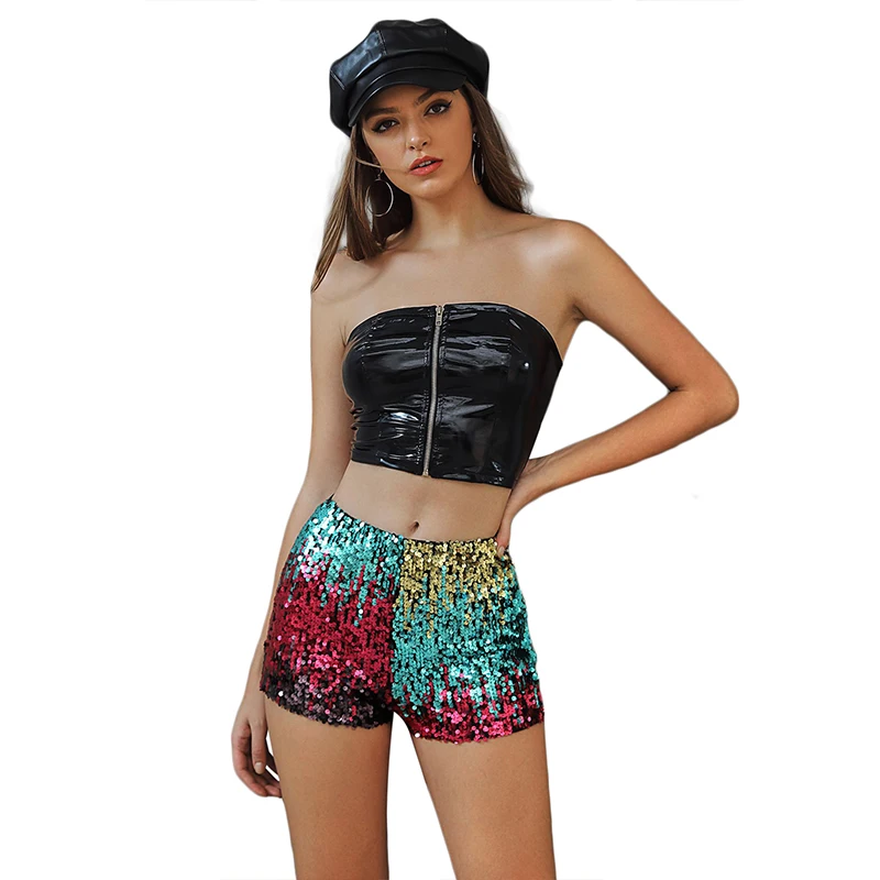 

summer colorful sexy shorts women club short femme spodenki damskie ball party wearing sequined shiny shorts girl 50065