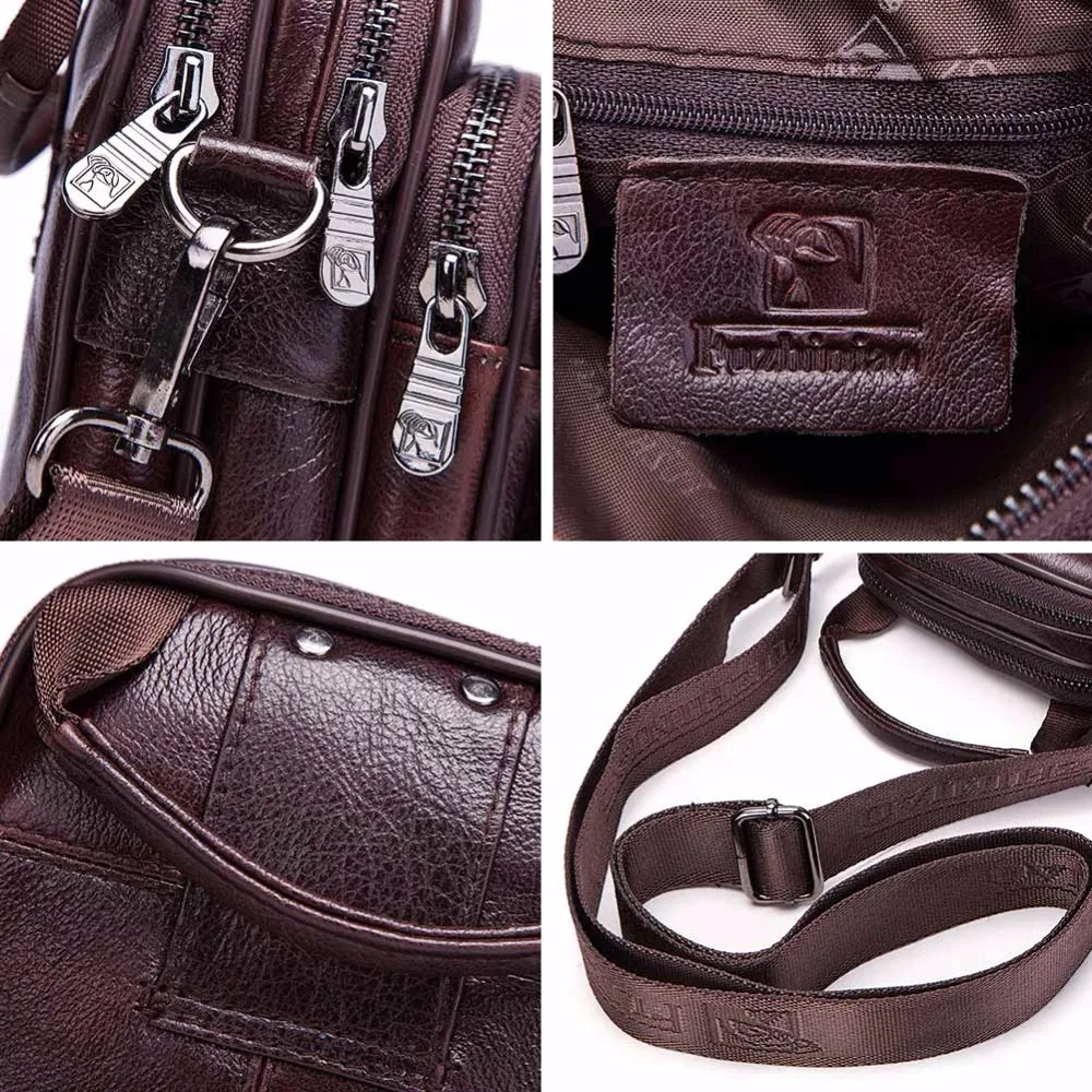 FUZHINIAO Small Genuine Cowhide Leather Men's Shoulder Bag Clutch Handbag Messenger Male Bags Crossbody Sling Tote Small Zipper FUZHINIAO Small Genuine Cowhide Leather Men's Shoulder Bag Clutch Handbag Messenger Male Bags Crossbody Sling Tote Small Zipper