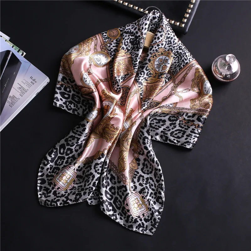 

2019 New Silk Scarf Women Fashion Foulard Satin Shawl Scarfs Big Size 90*90cm Square silk Hair / Head Neck Scarves Women bandana