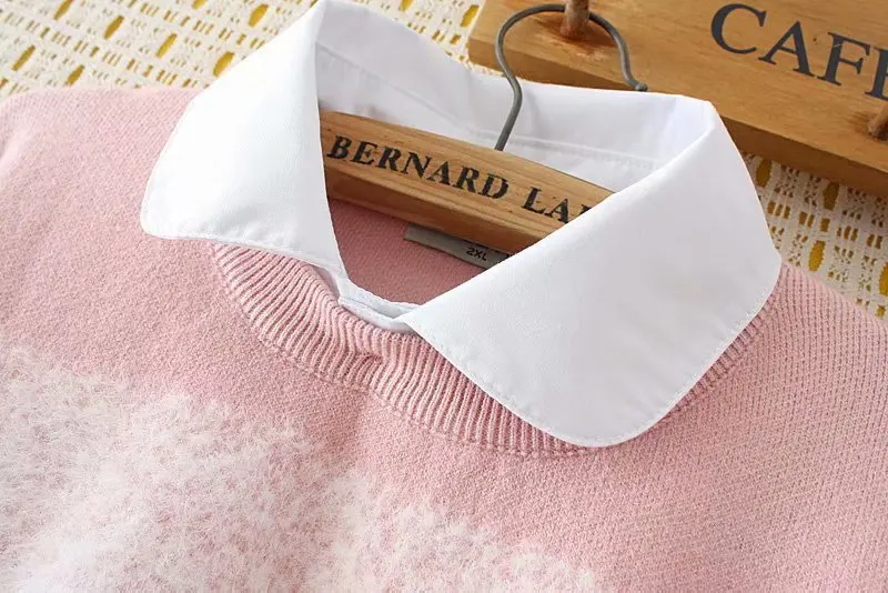 Pearls Knitted Sweater Women Turn-down Collar Pullovers Loose Casual Plus Size Sweater Blue Pink KKFY2948 Pearls Knitted Sweater Women Turn-down Collar Pullovers Loose Casual Plus Size Sweater Blue Pink KKFY2948