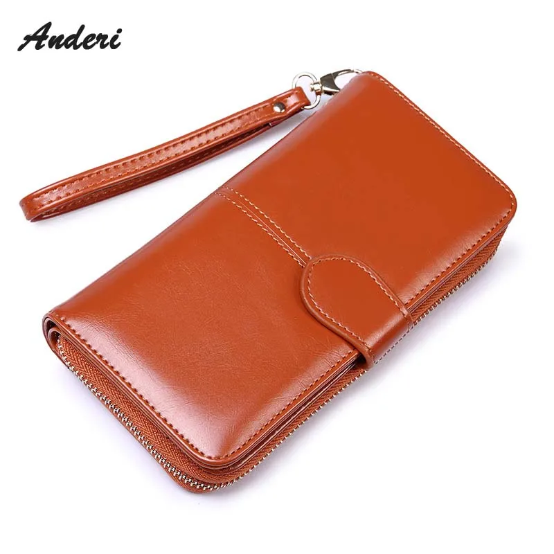 

Genuine Leather Women Wallets Luxury Brand New Design High Quality Fashion Girls Purse Rectangular hand Card Holder Long Clutch