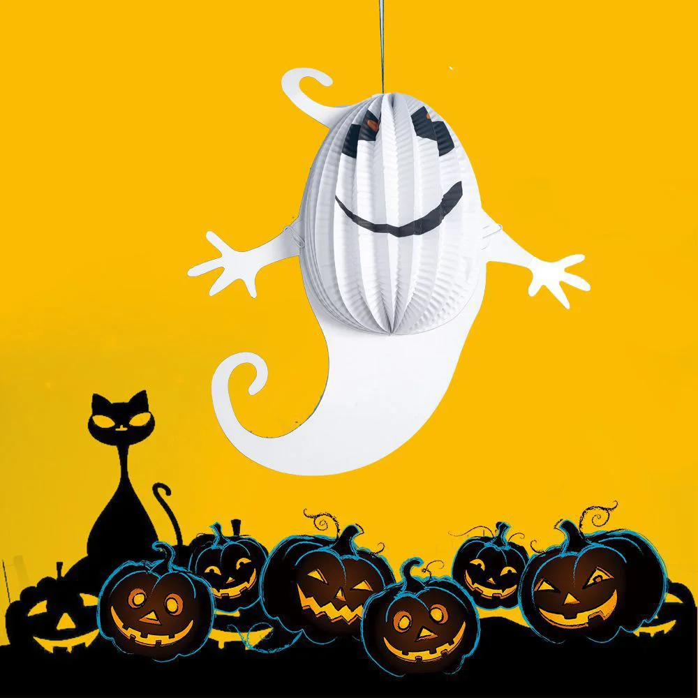 Новые Вечерние Хэллоуин LED светильники Кулоны из нержавеющей стали бар перфорированная бумага украшениями круглой формы; призрак вампира летучая мышь паук свет лампы