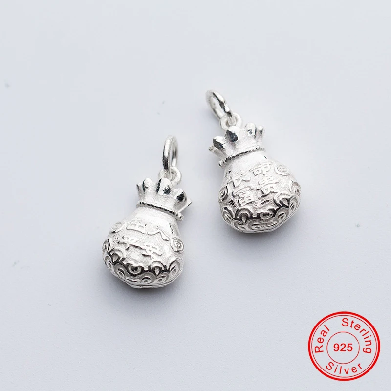 

UQBing Pure 925 Sterling Silver Peaceful Wealthy Bag Pendant Charms For Women DIY Jewelry Findings Acessories