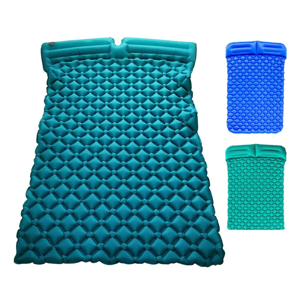 

Outdoor Couples Double Inflatable Cushion Ultra Light Portable Thickening Camping Sleeping Mat Tent Mat Color Random
