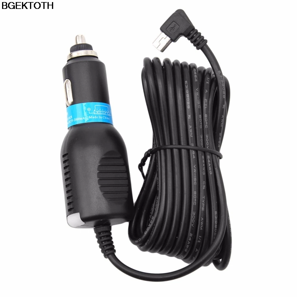 BGEKTOTH 3.5m DC 5V 2.1A Mini USB Car Power Charger Adapter Cable Cord For GPS Camera 2017| |