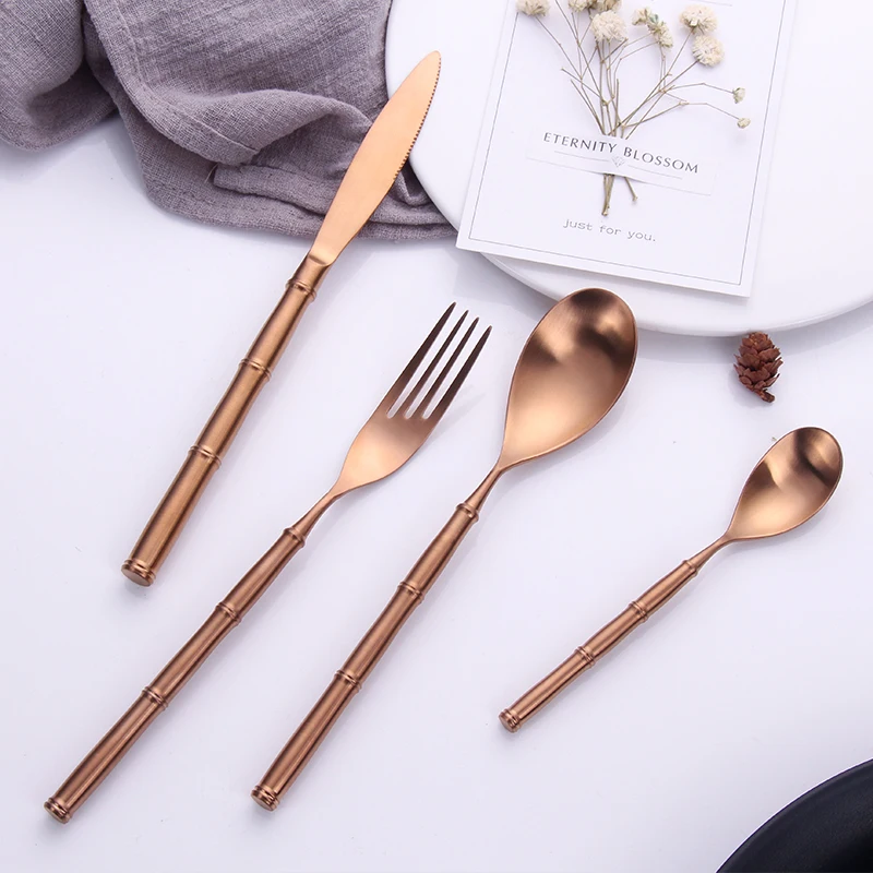 24piece Stainless Steel Gold Cutlery Set Tableware Knife Fork S Poon