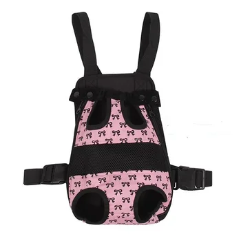 

Cotton Bow pattern portable with Breathable mesh pet carrier dog bag Chest style Four-hole Pet shoulder Backpack Out Carrying