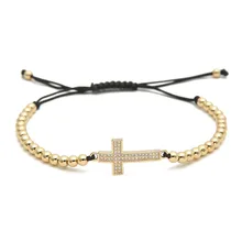 Крест медь циркон медь браслет из бисера с пары браслеты с подвесками для женщин золотой браслет-цепочка с кристаллами