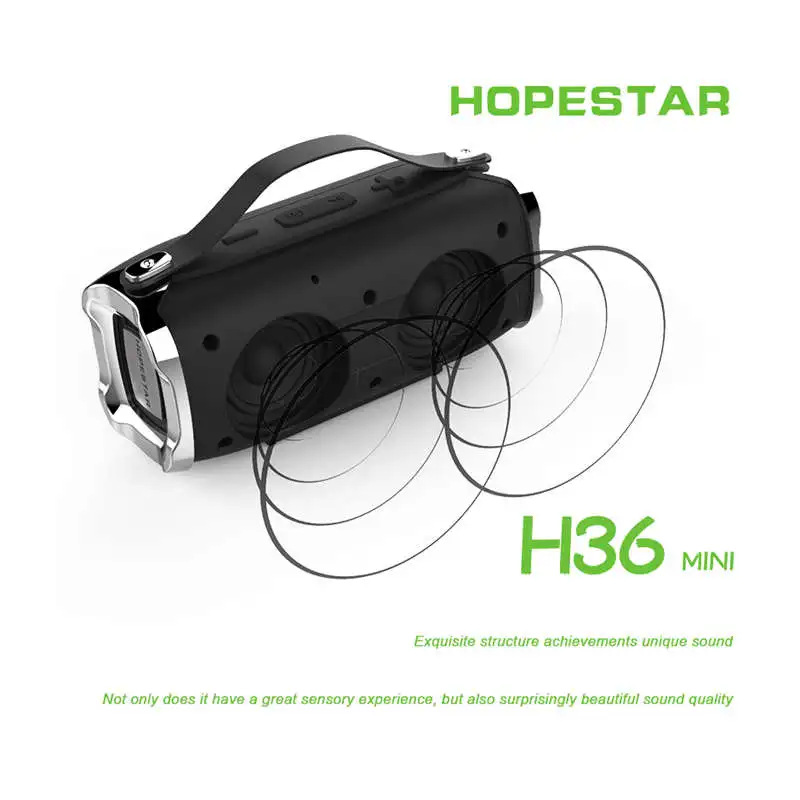 HOPESTAR H36 Мини Bluetooth динамик открытый портативный водонепроницаемый беспроводной маленький громкий динамик Hifi Бас Звук 3D стерео музыка Tf