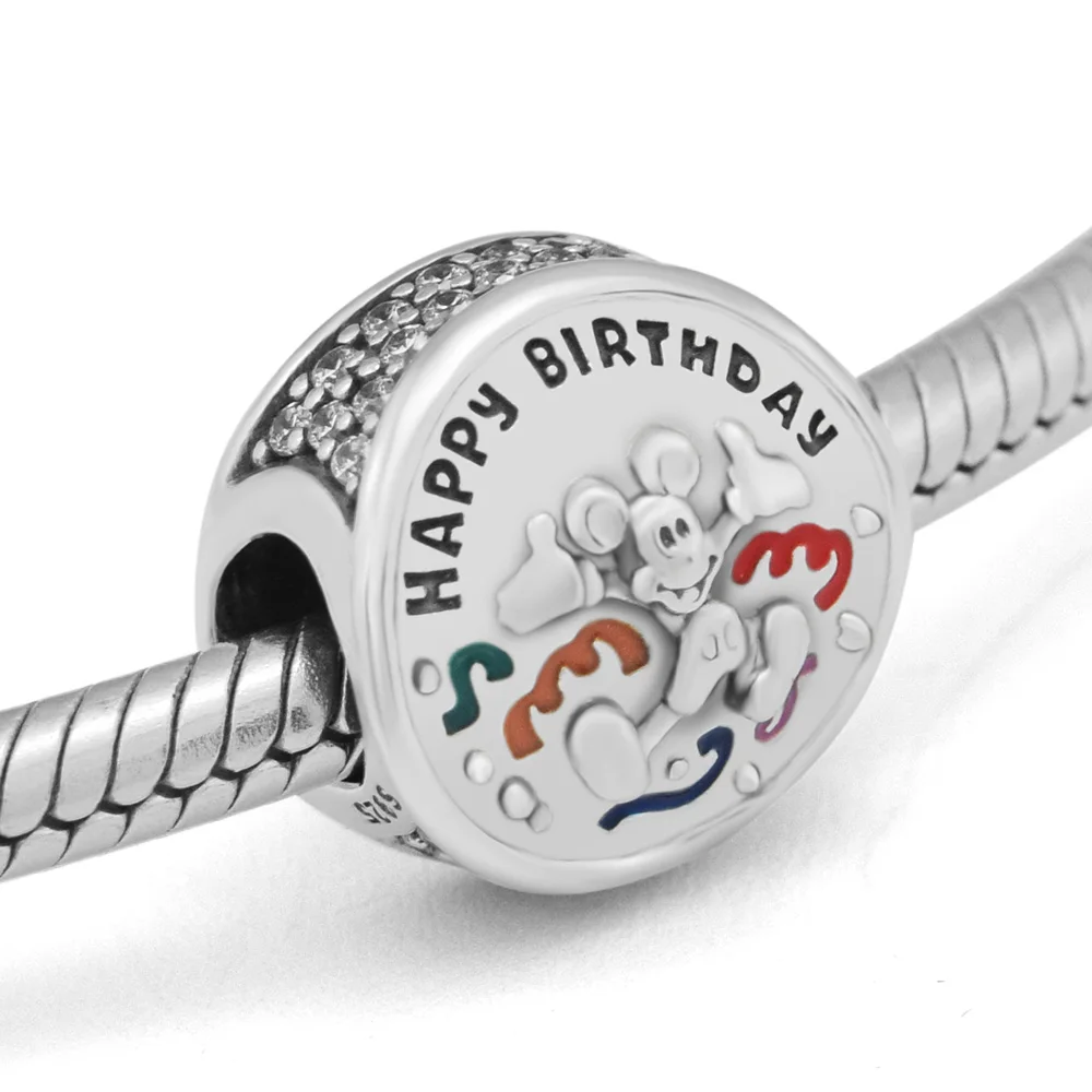 

Pandulaso Mouse Happy Birthday Charm Fit 925 Sterling Silver Jewelry Bracelets For Woman DIY Beads For Jewelry Making