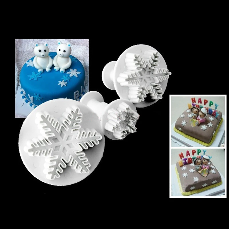 ZGTGLAD 3 шт./компл. торт-Снежинка Плунжер, сахарная мастика резак формы рождественские инструменты для украшения тортов из мастики кухонные принадлежности