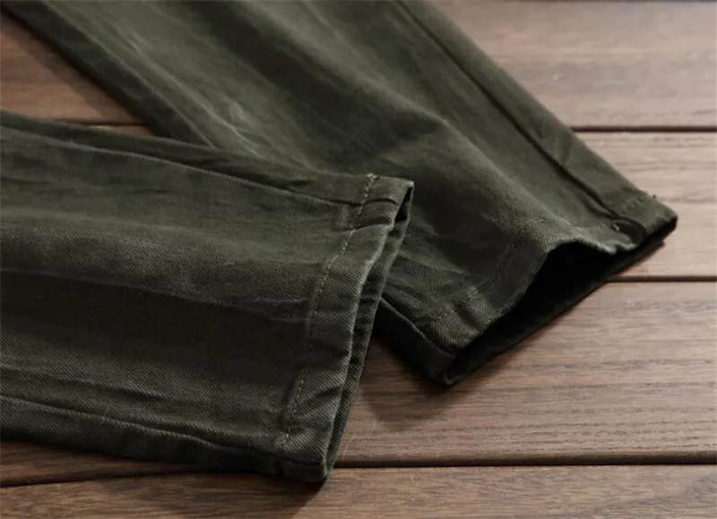 Фирменная Новинка Мода High Street панк джинсы Для мужчин большой карман брюки-карго Армейский зеленый военные брюки мульти молнии байкерские джинсы Homme
