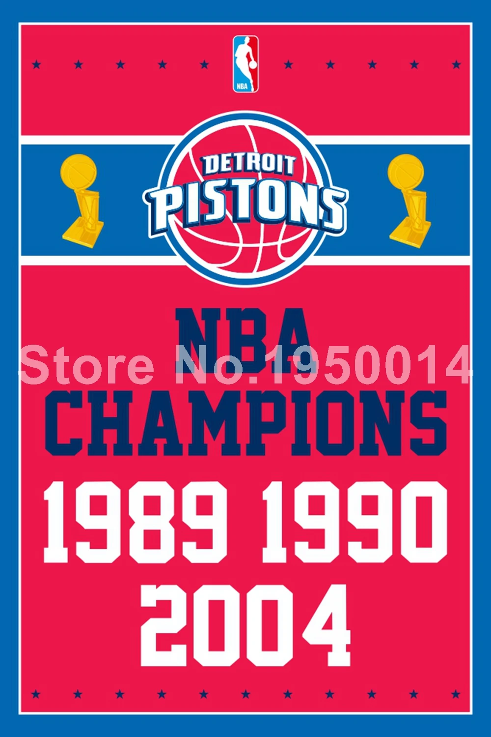 Detroit Pistons World Champions Flag 3ft x 5ft Polyester NBA Banner