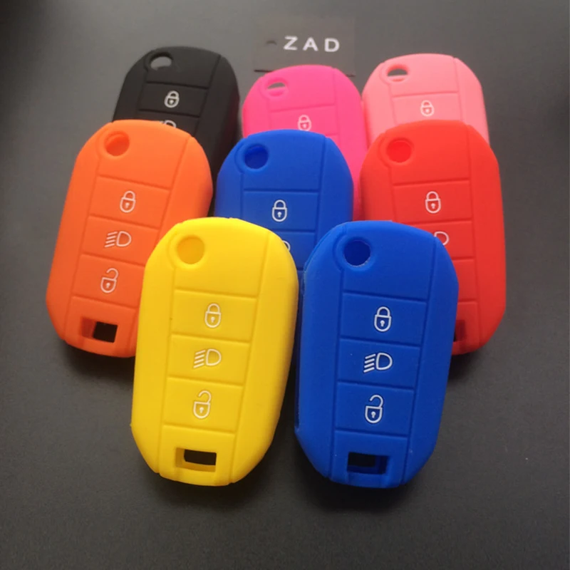 

ZAD silicone rubber key fob cover case shell skin protect for Citroen C2 C3 C4 Picasso Xsara C5 C6 C8 Flip Folding 3 button key