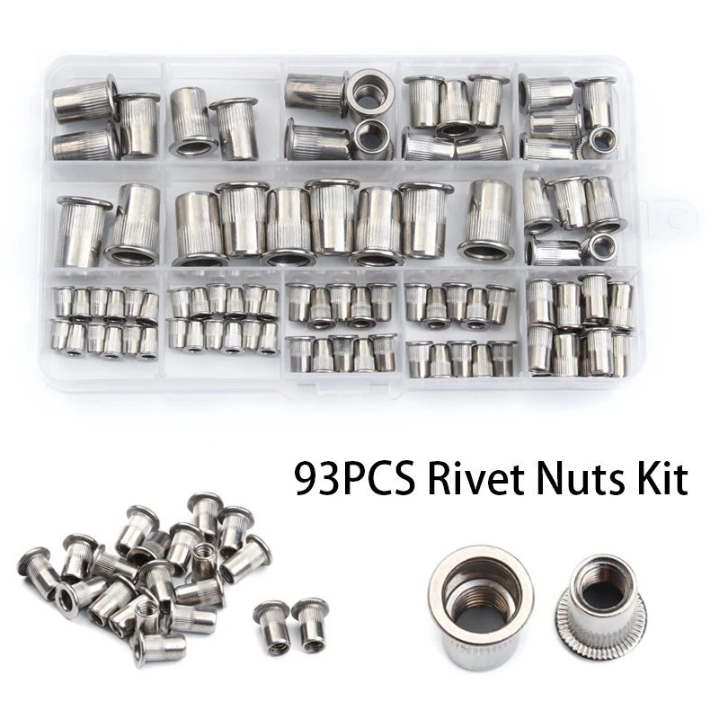 Buy 93Pcs Flat Metric Threaded Rivet Nuts Set Insert