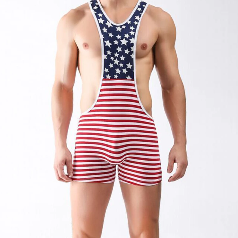Sexy Men's Modal Bodybuilding Wrestling Singlet Bikini Jumpsuit Suspender Sexy Bodysuit Teddies Underwear One-Piece Bodysuits (1)