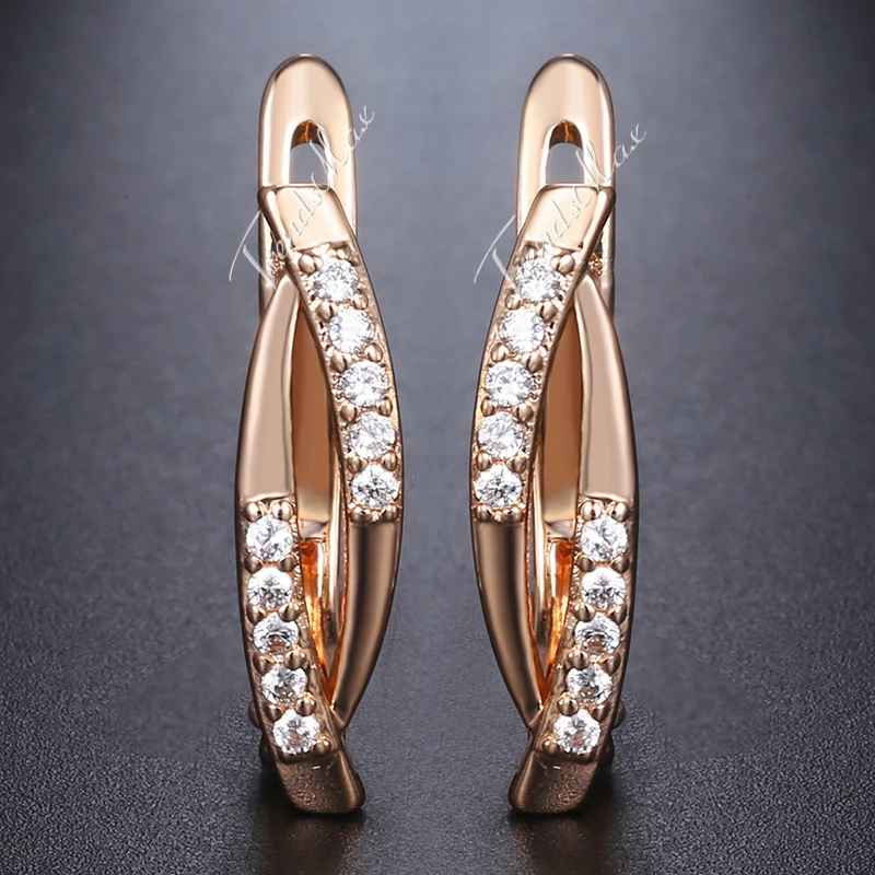 

Womens Stud Earrings Oval CZ 585 Rose Gold Earrings Woman Jewelry 2018 Accessories Gifts For Women Dropshipping Wholesale GE179