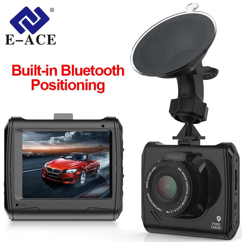 

E-ACE Car DVR Camera FHD 1080P Recorder Dash Cam Auto Registrator Video Car Recorder Built-In Bluetooth Positioning Camcorder