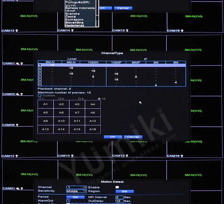 6 в 1 16ch* 5M-N/4M-N AHD DVR видеонаблюдения CCTV видео рекордер 1080N Гибридный DVR для аналогового AHD CVI TVI ip-камеры XMEYE