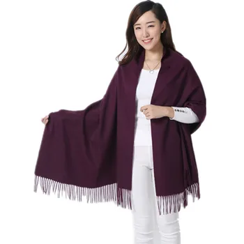 

Navy Blue 100% Wool South Korea Solid Style Shawl Fashion Thick Winter New Women's Elegant Scarf Christmas Gift
