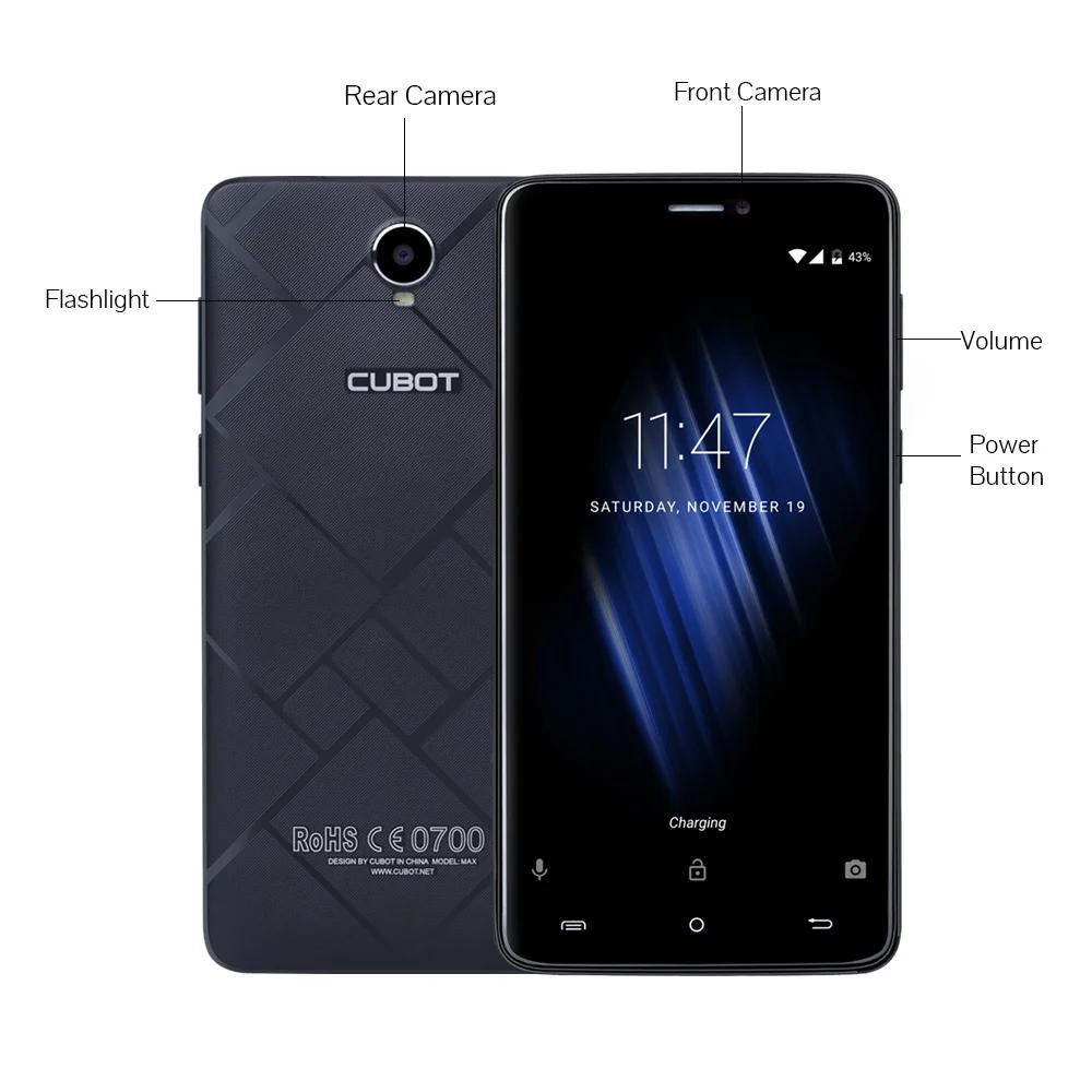 Смартфон Cubot Max с большой батареей, 4100 мАч, 6,0 дюймов, Android 6,0, Восьмиядерный процессор MTK6753A, 3 Гб ОЗУ, 32 Гб ПЗУ, мобильный телефон, 4G, LTEMobile