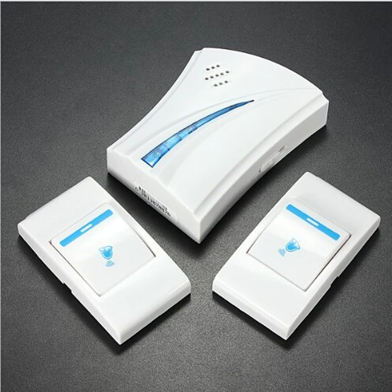 

Intelligent Wireless Remote Control Doorbell One Receiver with Two Buttons Blue Light